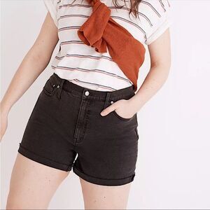 MADEWELL | High Rise Black Denim Jean Shorts Raw Edge Women’s Size 28 (6)
